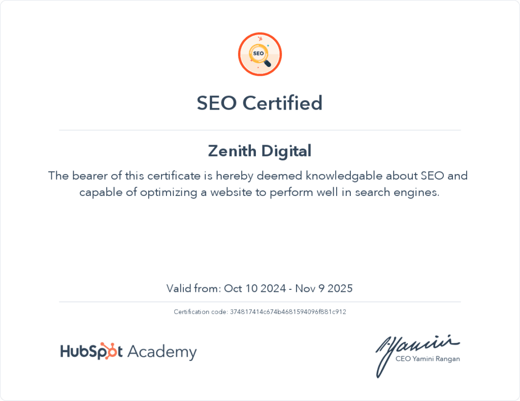 HubSpot Academy – SEO Certified