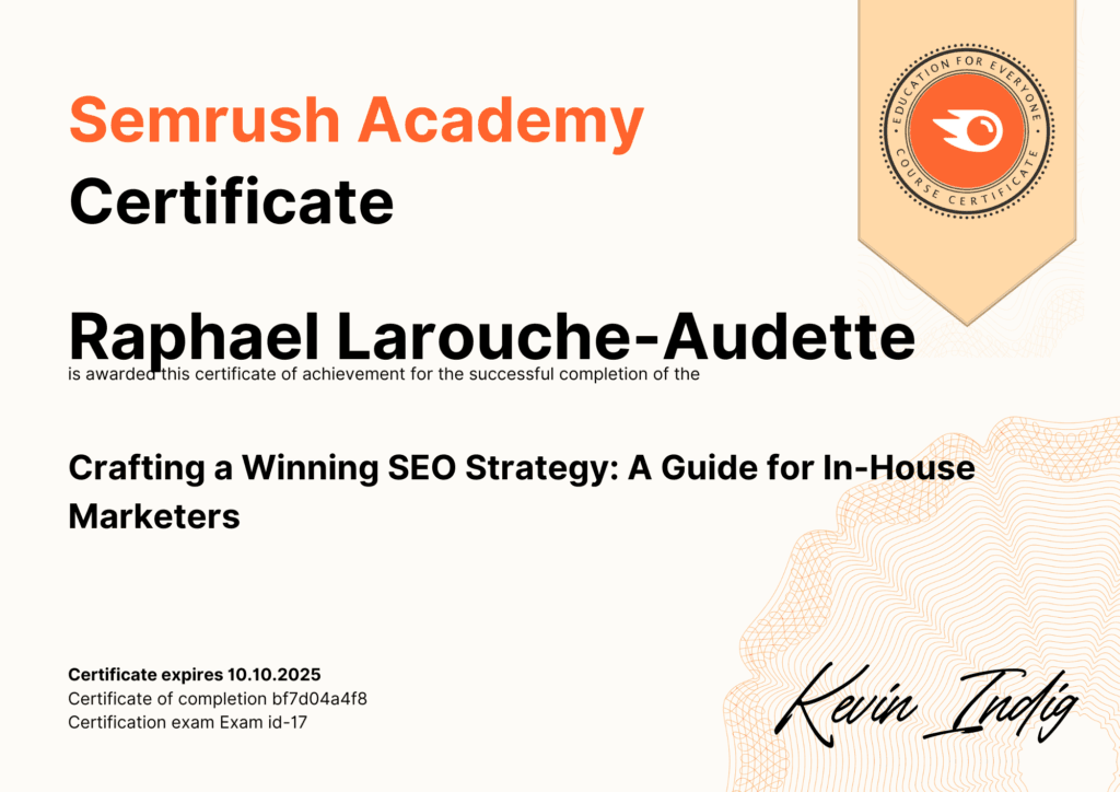 Semrush Academy - Crafting a Winning SEO Strategy